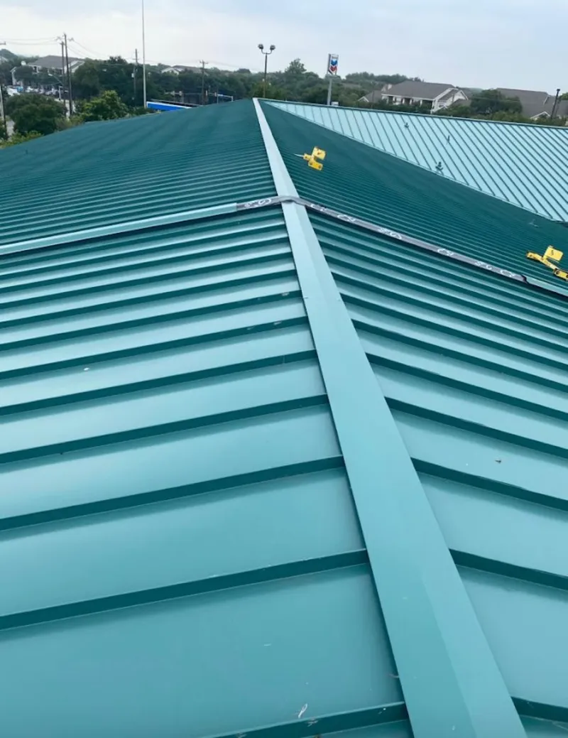 Green commercial metal roof ridge and valley for Metal Roof Repair in Dale City